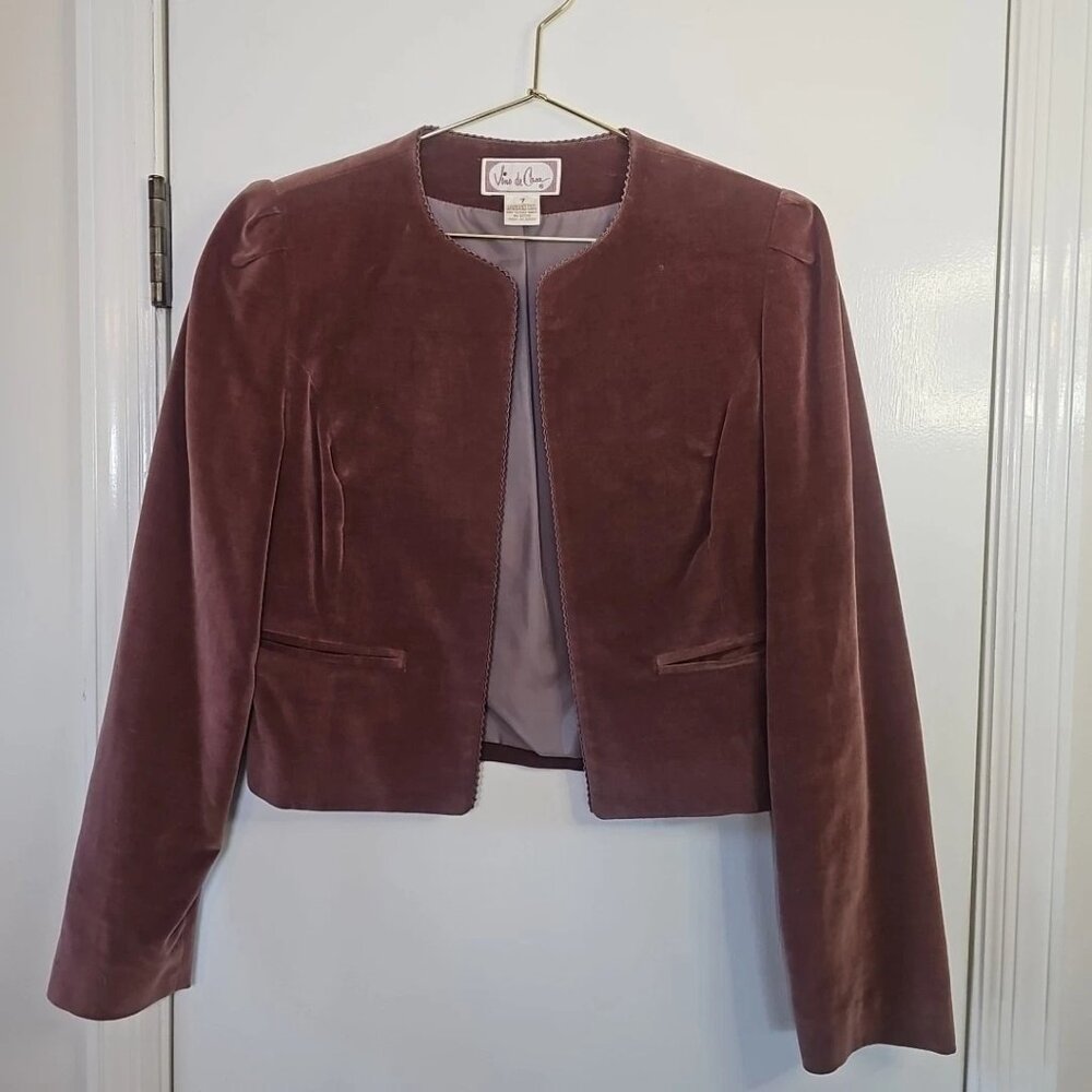 Vino De Casa Mauve Cotton/Nylon Blend Open Front Blazer-Size: 7